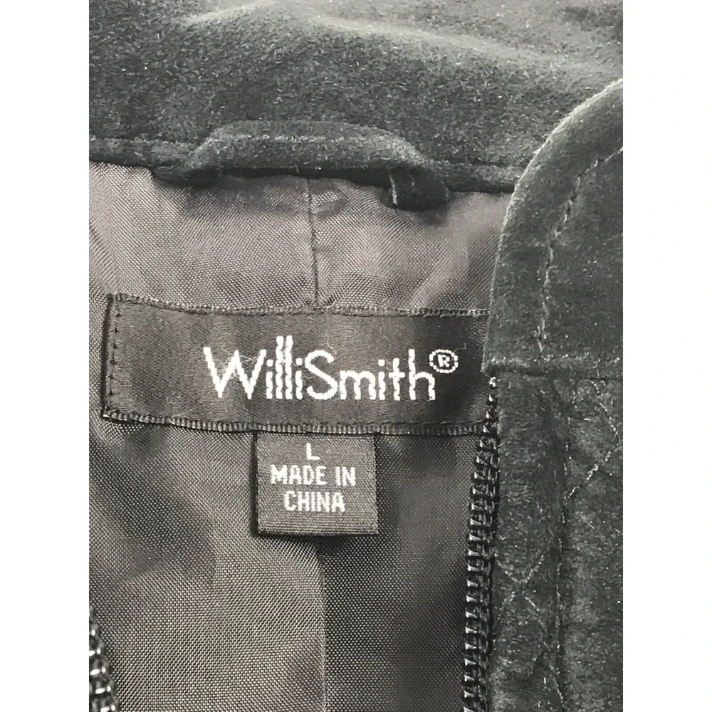 Willi Smith Leather Jacket Womens Large Black Suede Quilted Pattern Zip Preppy - Picture 9 of 9